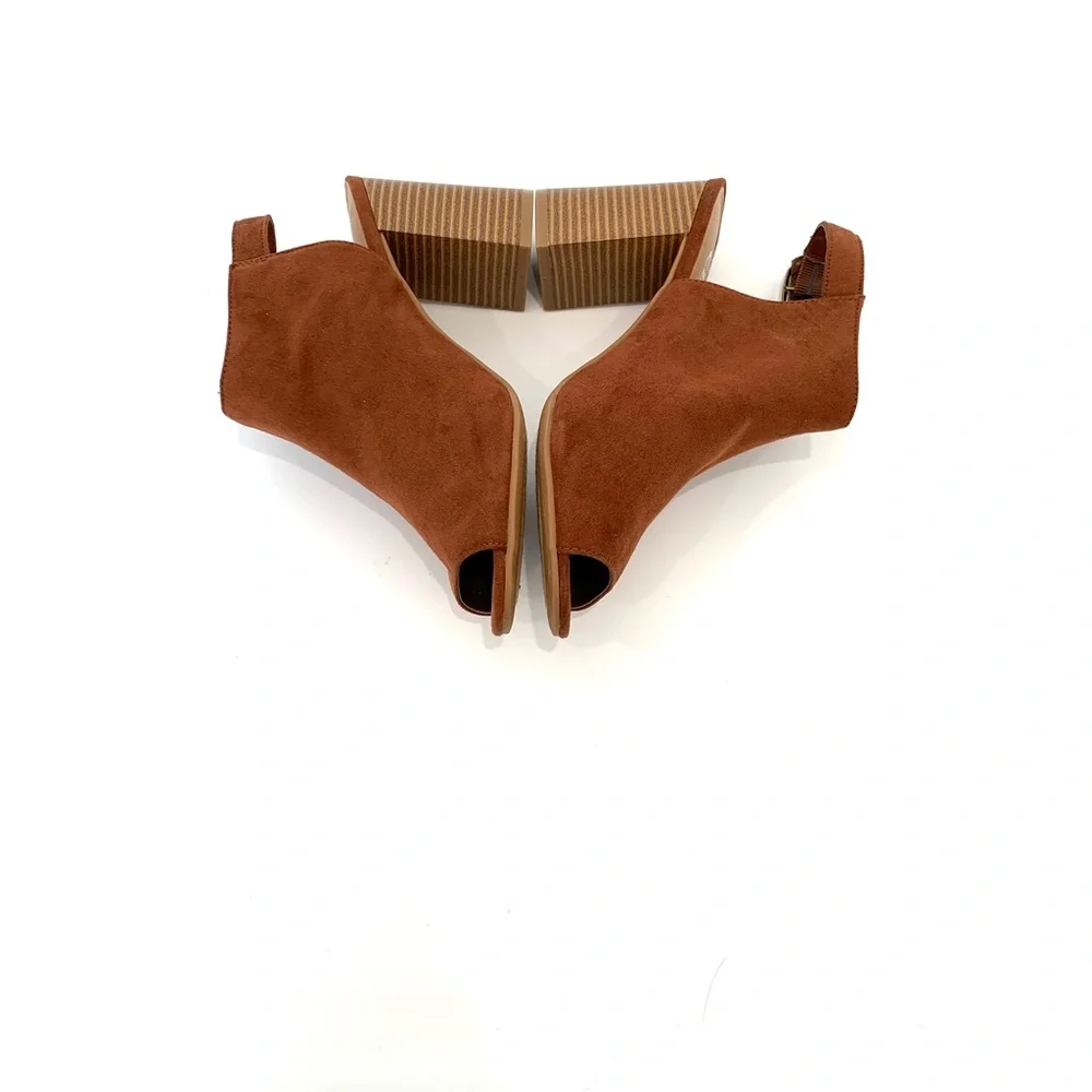 Chinese Laundry Bestie Open Toe Brown Suede Booties - Picture 6 of 10